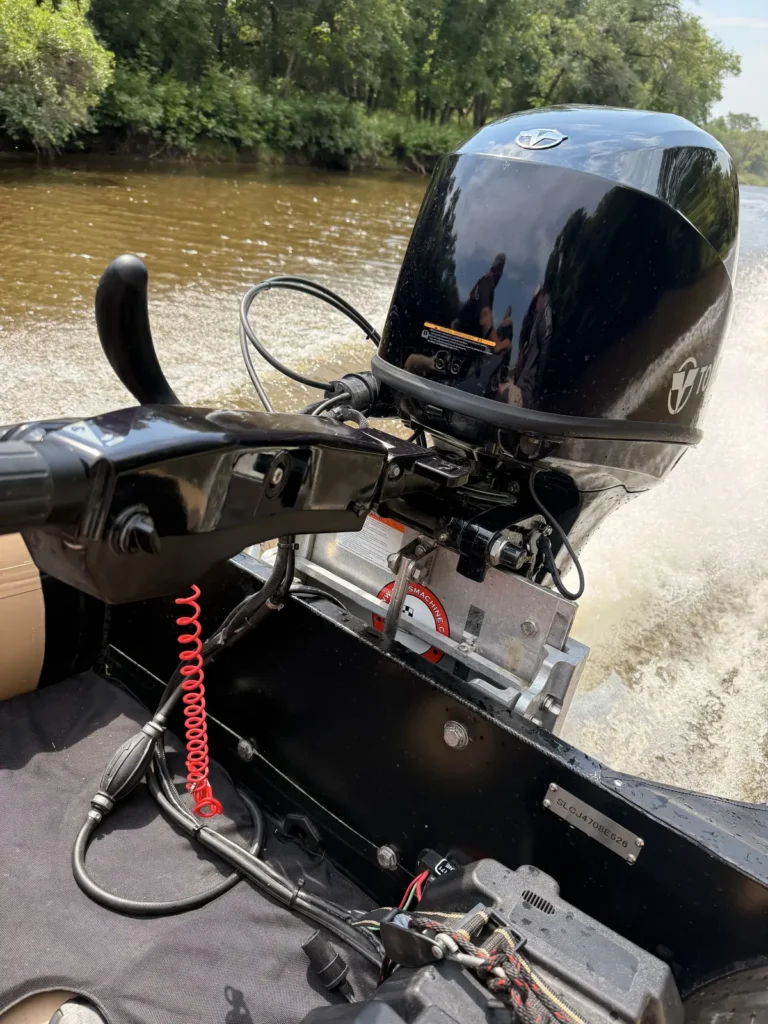 Seal Craft Jet Raft with Tohatsu jet outboard running a river